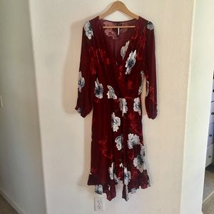 brick colored floral dress.